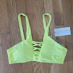 TiniBikini Women's Neon Citrus Pullover Swim Bikini Top Size Large